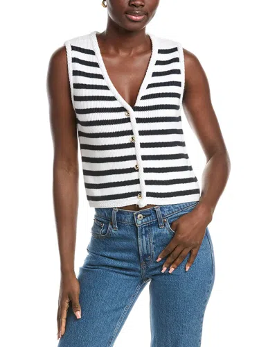French Connection Stripe V Neck Cardigan In Black