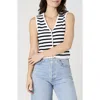 French Connection Stripe V-neck Vest In Summer White/marine