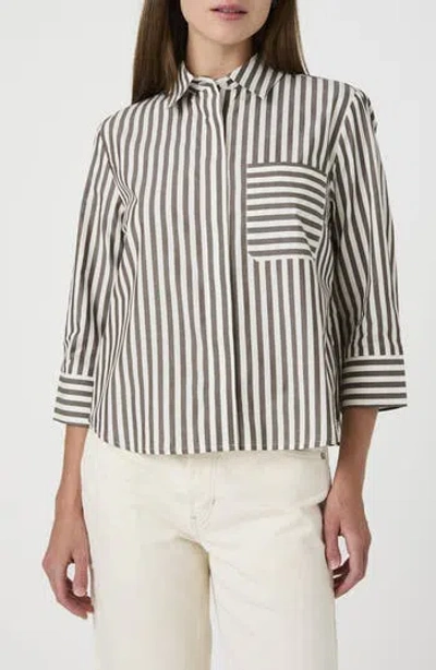 French Connection Striped Cotton Button-up Shirt In White