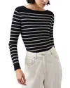 French Connection Stripe Rib Top In Black/classic Cream