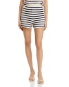 French Connection Striped Knit Shorts In Ecru/midnight