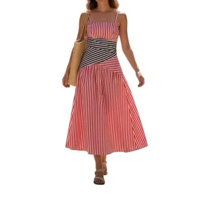 French Connection Striped Midi Dress In Red