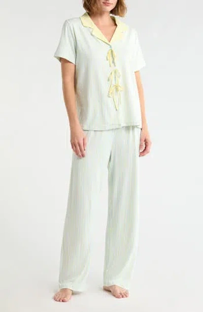 French Connection Striped Notch Collar Pajamas In Blue