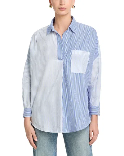 French Connection Striped Popover Shirt In Blue