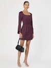 French Connection Satin Scoop Neck Mini Dress In Burgundy In Red