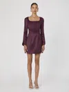 French Connection Satin Scoop Neck Mini Dress In Burgundy In Purple
