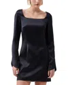 French Connection Long Sleeve Satin Minidress In Black