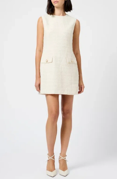 French Connection Structured Sleeveless Tweed Minidress In White