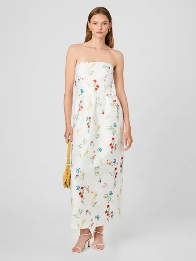 French Connection Structured Taffeta Christine Strapless Maxi Dress In White