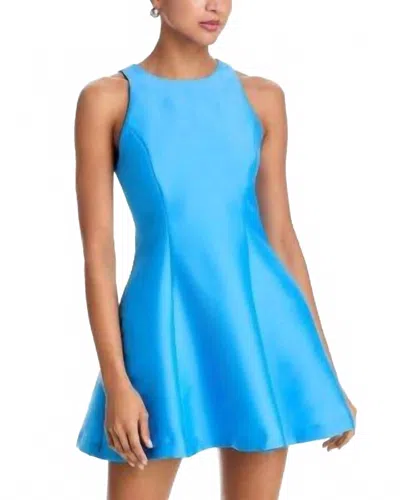 French Connection Structured Taffeta Flare Mini Dress In Poolside Blue In Multi