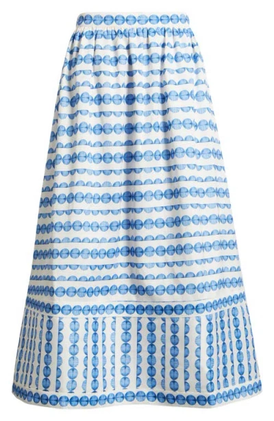 French Connection Structured Taffeta Midi Skirt In Blue