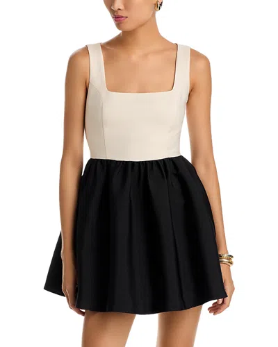 French Connection Structured Taffeta Mini Dress In Neutral