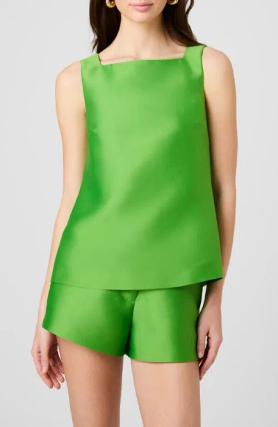 French Connection Structured Taffeta Sleeveless A-line Top In Green