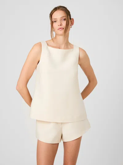French Connection Structured Taffeta Sleeveless A-line Top In Neutral