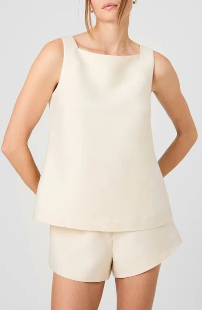French Connection Structured Taffeta Sleeveless A-line Top In White