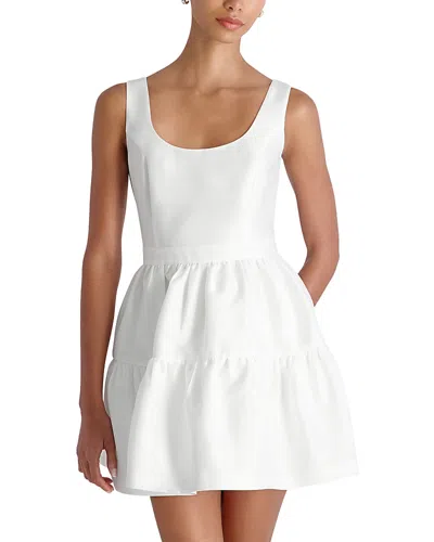 French Connection Structured Taffeta Tiered Flare Mini Dress In White