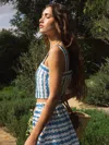 French Connection Structured Taffeta Top In Blue