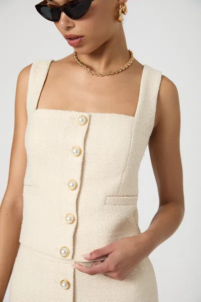 French Connection Structured Tweed Button Front Top  Tops In Cream