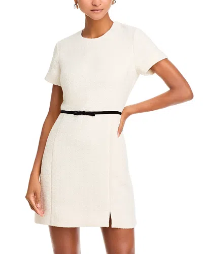 French Connection Structured Tweed Dress In Classic Cream-black