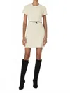 French Connection Structured Tweed Dress In Neutral