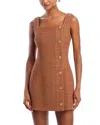 French Connection Structured Tweed Mini Dress In Brown