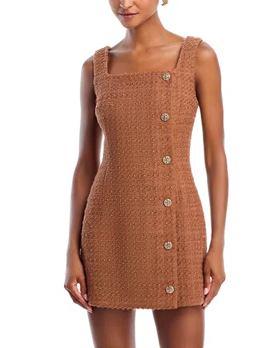 French Connection Structured Tweed Mini Dress In Brown