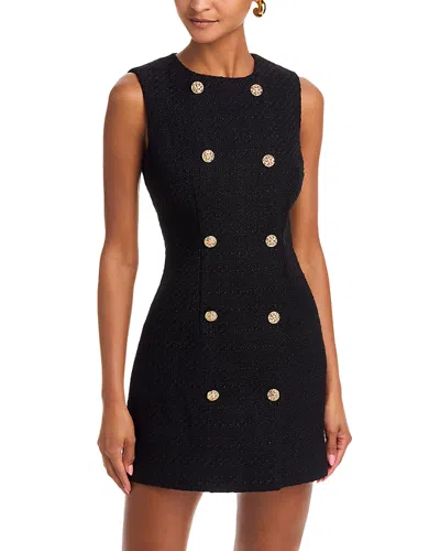 French Connection Structured Tweed Mini Dress In Black
