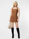 French Connection Structured Tweed Square Neck Mini Dress  Dresses In Brown