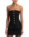 French Connection Structured Tweed Strapless Button Top In Black