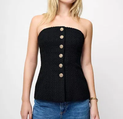 FRENCH CONNECTION STRUCTURED TWEED STRAPLESS TOP IN BLACK