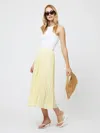 French Connection Sunburst Pleated Crepe Midi Skirt In Yellow