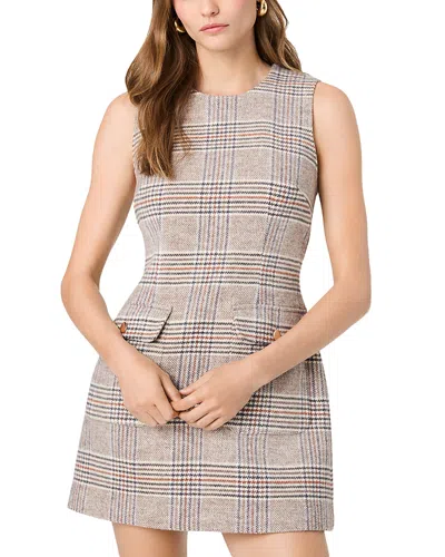 French Connection Sutton Plaid Print Mini Dress In Brown