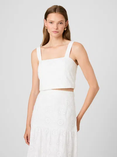 French Connection Svea Eyelet Cropped Top In White