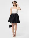 French Connection Structured Square Neck Sleeveless Mini Dress In Porcelain Cream In Black