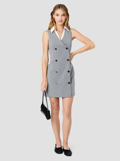French Connection Tavi Crosshatch Suiting Double Breasted Mini Dress In Graphite