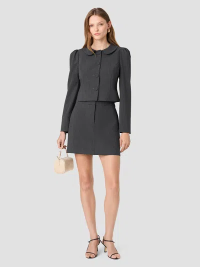 French Connection Tavi Crosshatch Suiting Ruched Sleeve Jacket In Gray