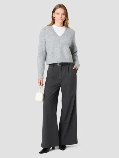 French Connection Tavi Crosshatch Suiting Wide Leg Trousers In Chestnut Brown