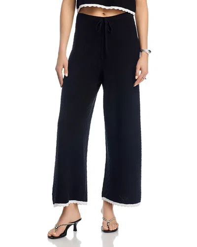 French Connection Teddy Diamond Knit Cropped Pants In Black