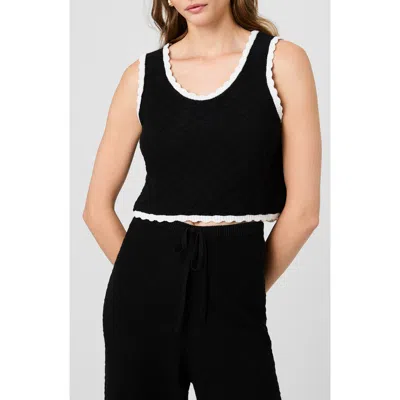 French Connection Teddy Diamond Knit Contrast Cami In Black