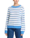 French Connection Teddy Knit Open Stripe Pullover Sweater In Summer White-blue Hydrangea In Multi
