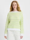 French Connection Teddy Knit Open Stripe Pullover In Green
