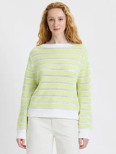 French Connection Teddy Knit Open Stripe Pullover In Green