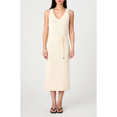 French Connection Terry Spun V Neck Midi Dress In Ecru In Neutral