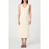 French Connection Terry Spun V Neck Midi Dress In Ecru In Sand