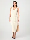 French Connection Terry Spun V Neck Midi Dress In Ecru In Cream