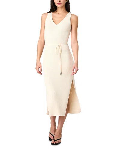 French Connection Terry Spun V Neck Midi Dress In Cream