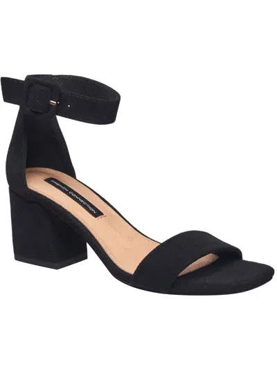 FRENCH CONNECTION TEXAS WOMENS VEGAN SUEDE BLOCK HEEL ANKLE STRAP
