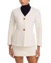 French Connection Textured Boiled Wool Jacket In Porcelain Cream In Neutral
