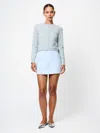 French Connection Textured Boiled Wool Mini Skirt In Blue