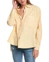 French Connection Striped Oversized Poplin Shirt In Yellow
